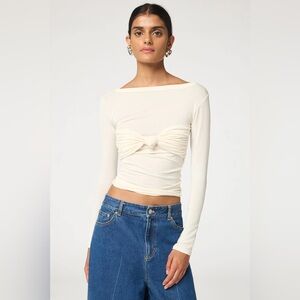 ZOE TOP SMALL $110 MSRP The Line by K Off-White Long Sleeve Twist Top